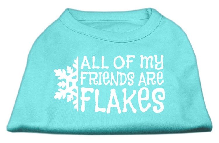 All my friends are Flakes Screen Print Shirt Aqua XXL